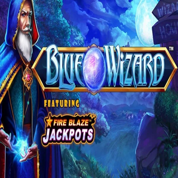 Slots logo of Blue Wizard Fire Blaze Jackpots from Rarestone Gaming at Azurslot Casino