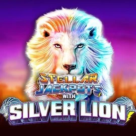 Stellar Jackpots with Silver Lion slot logo by Lightning Box Game at Azurslot Casino